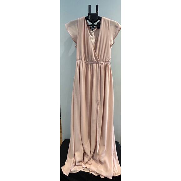 LULUS Size SMALL Lost in the Moment Blush Chiffon Maxi Dress**Elastic Waist*NWT - Picture 1 of 5